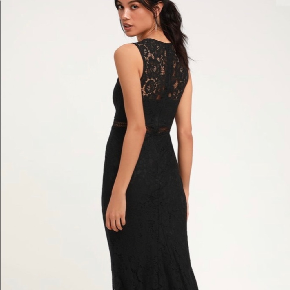Lulus “Music of the Heart” black lace maxi dress
